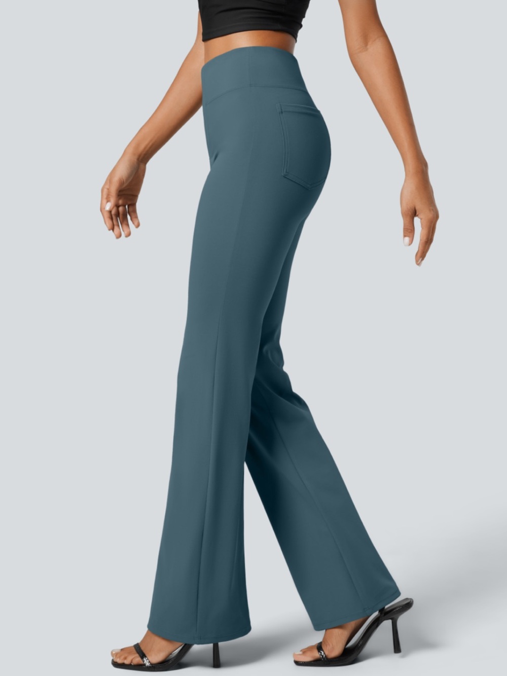 HALARA Teal Boot-Cut High-Rise Pants